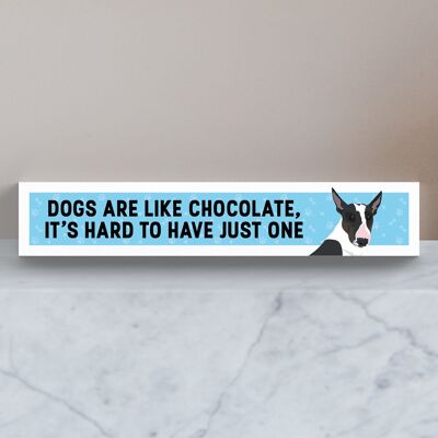 P6109 - Bull Terrier Comme Chocolat Difficile D'avoir Un Bloc Momento En Bois Katie Pearson Artworks