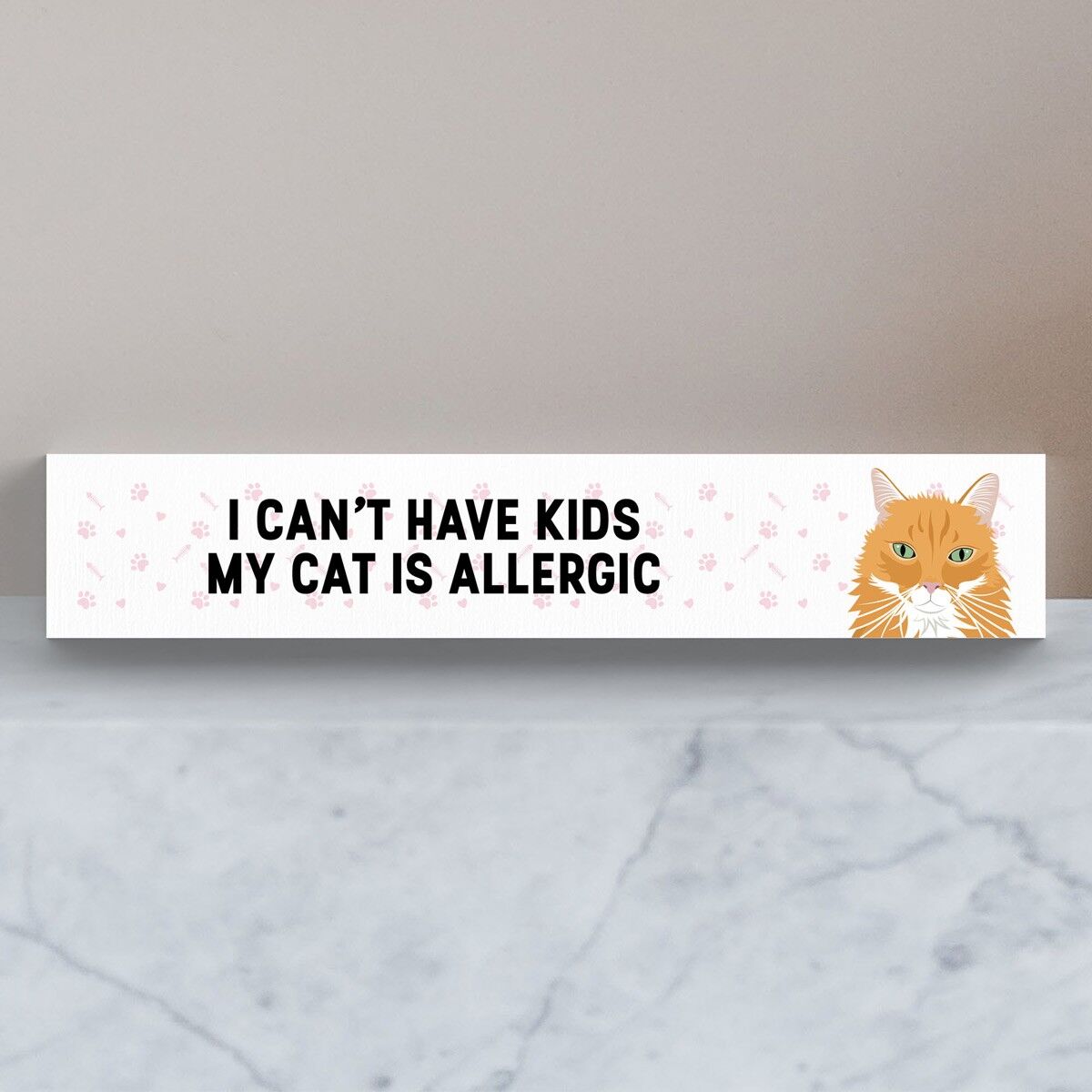P6116 - My Ginger Cat Is Allergic To Kids Katie Pearson Artworks Wooden Momento Block