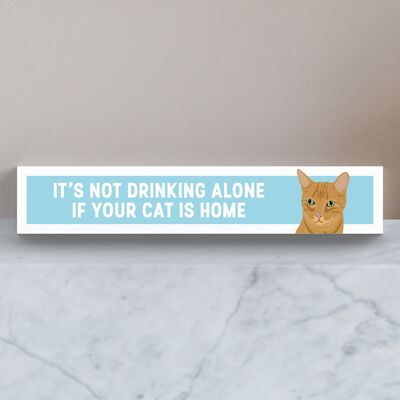 P6123 - Ginger Tabby Cat Not Drinking Alone Katie Pearson Artworks Momento Block in legno