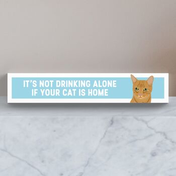 P6123 - Ginger Tabby Cat Not Drinking Alone Katie Pearson Artworks Bloc Momento en bois 1