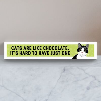 P6124 - Los gatos atigrados en blanco y negro son como el chocolate Difícil tener uno Katie Pearson Artworks Wooden Momento Block