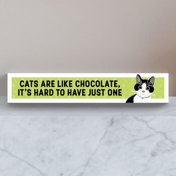 P6124 - Les chats tigrés noirs et blancs sont comme du chocolat Difficile d'avoir un bloc Momento en bois Katie Pearson Artworks