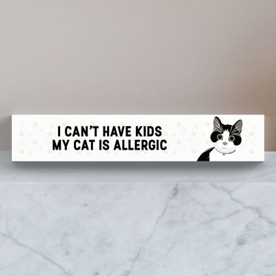 P6125 - My Black & White Cat Is Allergic To Kids Katie Pearson Artworks Wooden Momento Block