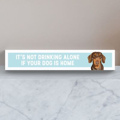 P6141 - Dachshund Not Drinking Alone Katie Pearson Artworks Wooden Momento Block
