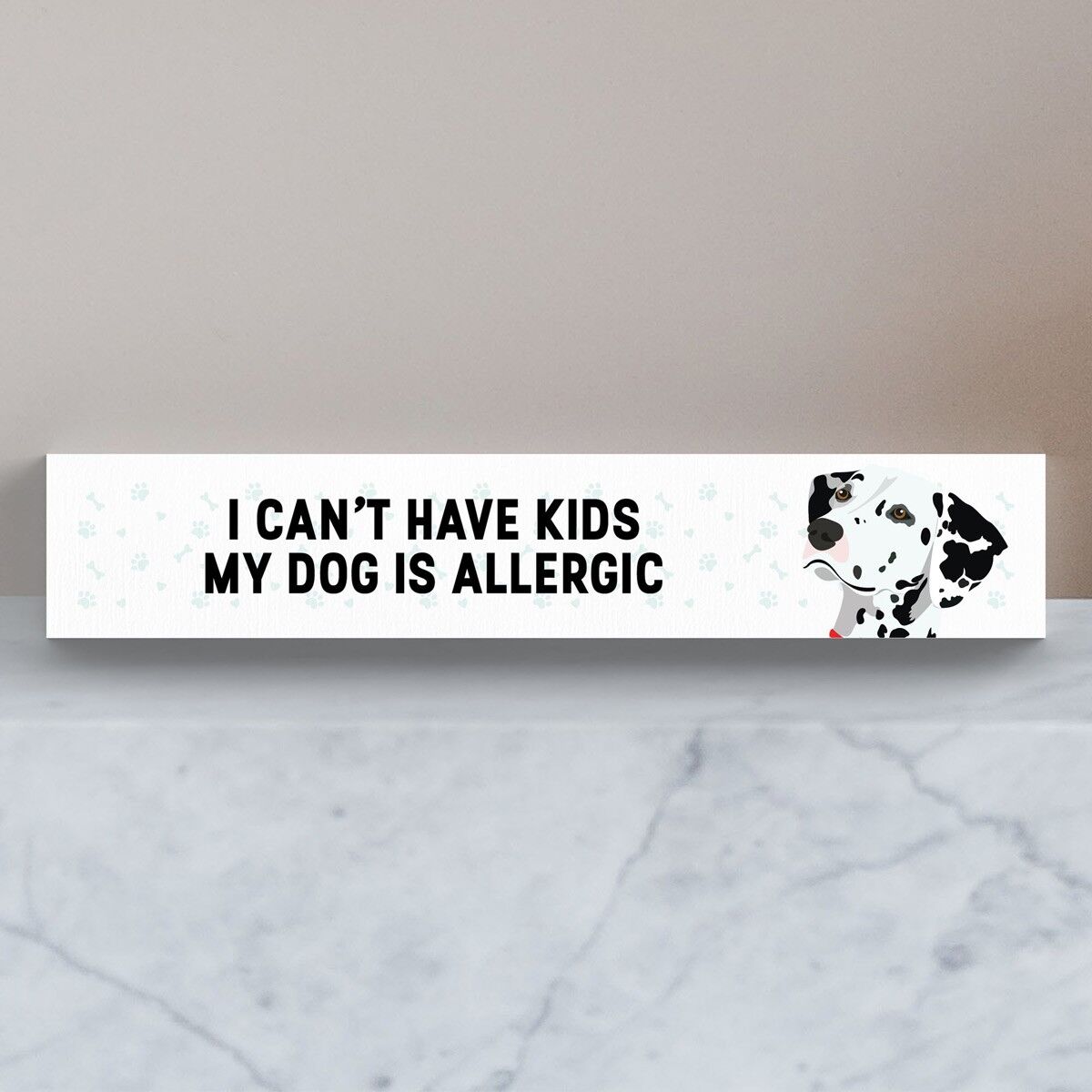 P6143 - My Dalmation Is Allergic To Kids Katie Pearson Artworks Momento Block in legno
