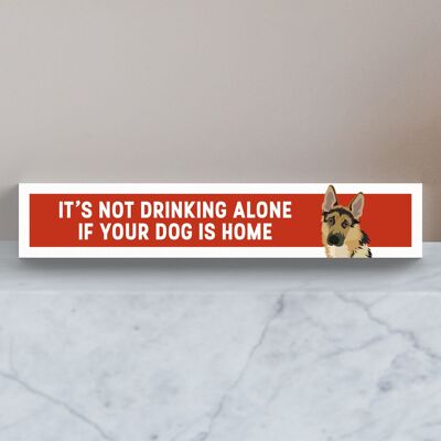 P6150 - German Shepherd Not Drinking Alone Katie Pearson Artworks Wooden Momento Block