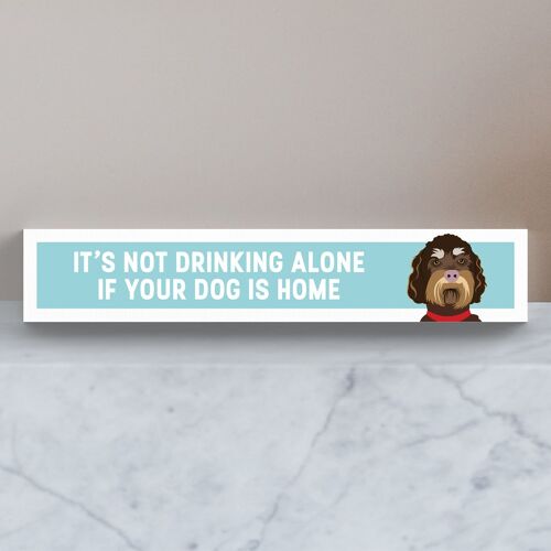 P6162 - Labradoodle Not Drinking Alone Katie Pearson Artworks Wooden Momento Block