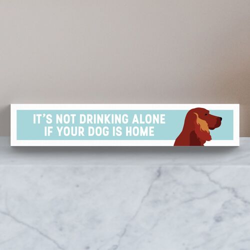 P6168 - Red Setter Not Drinking Alone Katie Pearson Artworks Wooden Momento Block