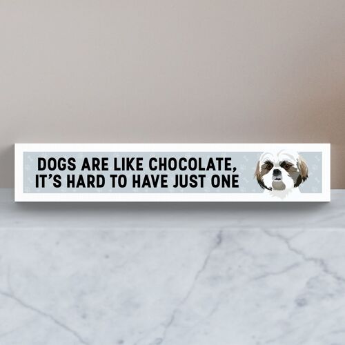 P6172 - Shih Tzu Like Chocolate Hard To Have One Katie Pearson Artworks Wooden Momento Block