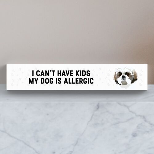 P6173 - My Shih Tzu Is Allergic To Kids Katie Pearson Artworks Wooden Momento Block