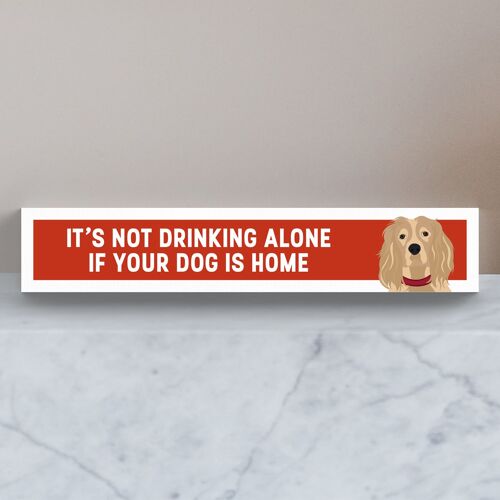 P6174 - Spaniel Not Drinking Alone Katie Pearson Artworks Wooden Momento Block
