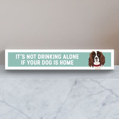 P6177 - Spaniel Not Drinking Alone Katie Pearson Artworks Wooden Momento Block