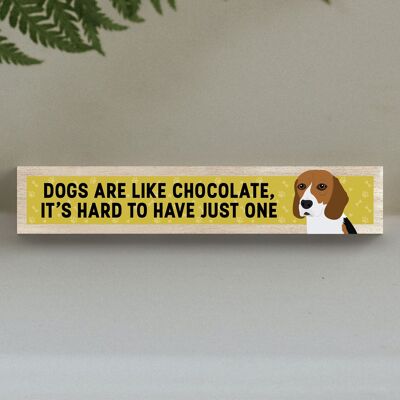 P6191 - Beagle Like Chocolate Hard To Have One Katie Pearson Artworks Wooden Momento Block