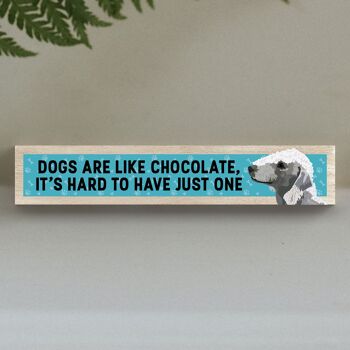 P6194 - Bedlington Terrier Like Chocolate Hard To Have One Katie Pearson Artworks Bloc Momento en bois 1