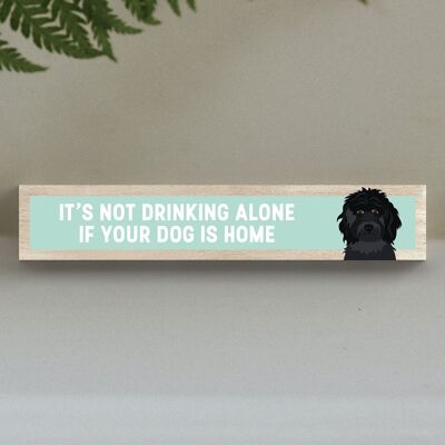 P6199 - Black Cockapoo Not Drinking Alone Katie Pearson Artworks Wooden Momento Block