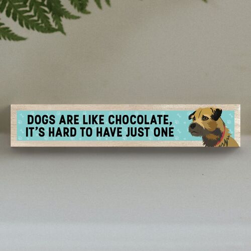 P6203 - Border Terrier Like Chocolate Hard To Have One Katie Pearson Artworks Wooden Momento Block