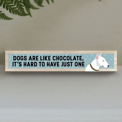 P6209 - Bull Terrier Comme Chocolat Difficile D'avoir Un Bloc Momento En Bois Katie Pearson Artworks
