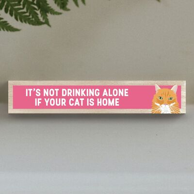 P6214 - Ginger Cat Not Drinking Alone Katie Pearson Artworks Wooden Momento Block