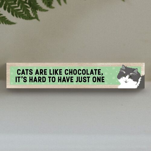P6215 - Grey & White Cats Are Like Chocolate Hard To Have One Katie Pearson Artworks Wooden Momento Block