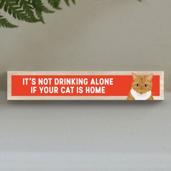 P6217 - Ginger Tabby Cat Not Drinking Alone Katie Pearson Artworks Bloc Momento en bois 1