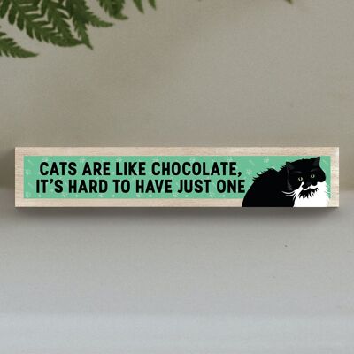 P6218 - Black & White Cats Are Like Chocolate Hard To Have One Katie Pearson Artworks Wooden Momento Block