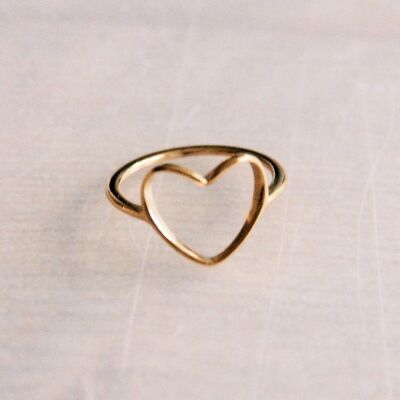 Anillo De Acero Con Corazón Abierto - Oro