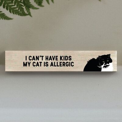 P6219 - My Black & White Cat Is Allergic To Kids Katie Pearson Artworks Wooden Momento Block