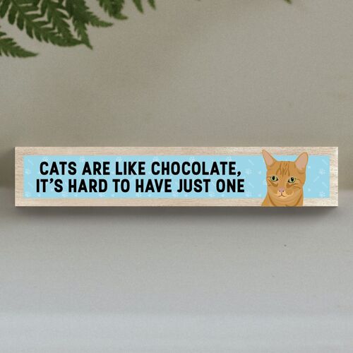 P6221 - Ginger Tabby Cats Are Like Chocolate Hard To Have One Katie Pearson Artworks Wooden Momento Block