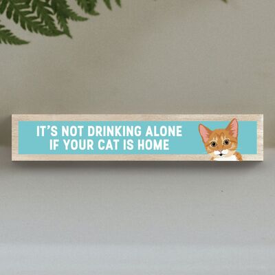 P6224 – Ginger & White Kitten Cat Not Drinking Alone Katie Pearson Artworks Holz-Momento-Block