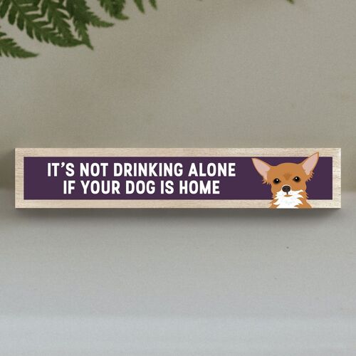 P6229 - Chihuahua Not Drinking Alone Katie Pearson Artworks Wooden Momento Block