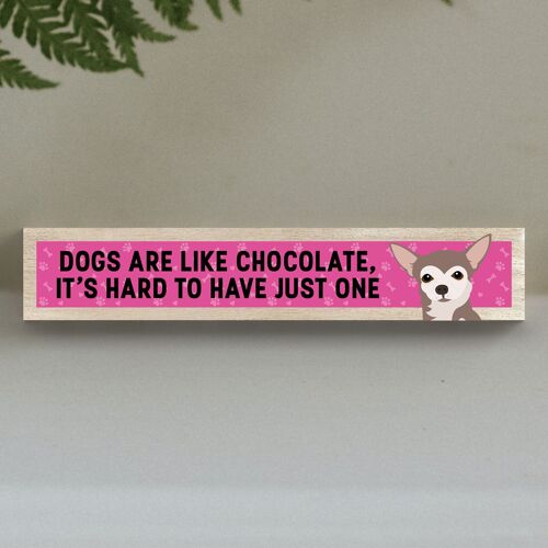 P6230 - Chihuahua Like Chocolate Hard To Have One Katie Pearson Artworks Wooden Momento Block