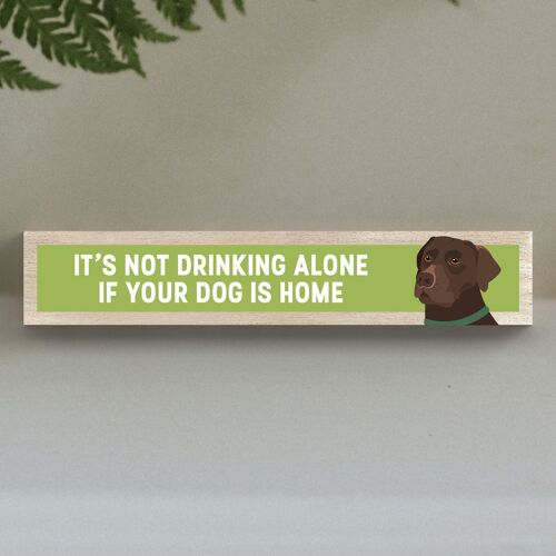 P6232 - Chocolate Labrador Not Drinking Alone Katie Pearson Artworks Wooden Momento Block