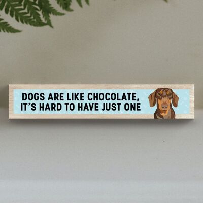 P6239 - Dachshund Like Chocolate Hard To Have One Katie Pearson Artworks Wooden Momento Block