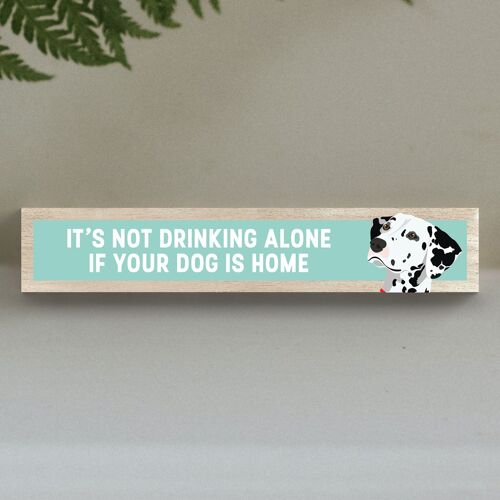 P6241 - Dalmation Not Drinking Alone Katie Pearson Artworks Wooden Momento Block