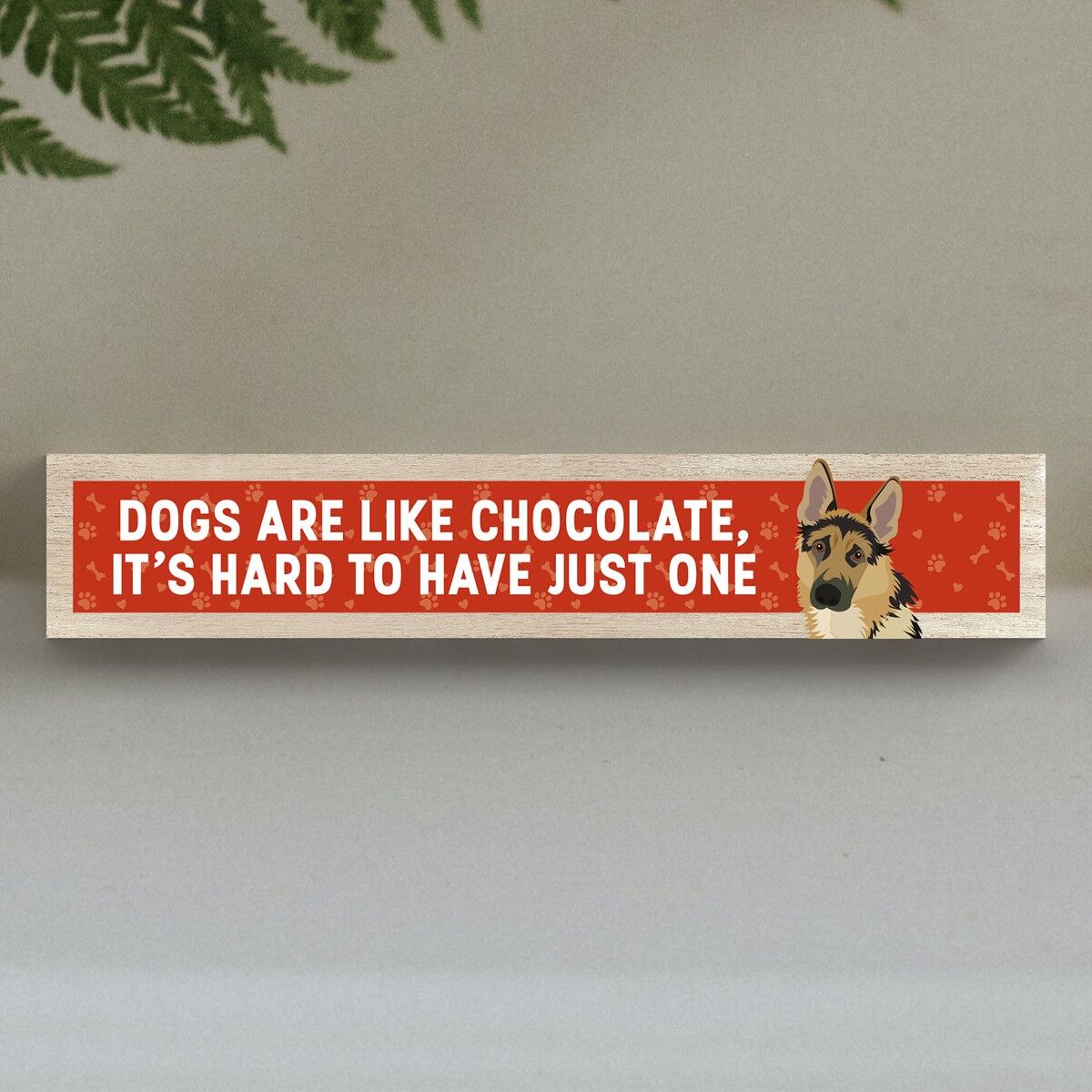 P6248 - German Shepherd Like Chocolate Hard To Have One Katie Pearson Artworks Wooden Momento Block
