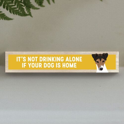 P6256 - Jack Russell Not Drinking Alone Katie Pearson Artworks Wooden Momento Block