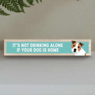 P6259 - Jack Russell Not Drinking Alone Katie Pearson Artworks Wooden Momento Block
