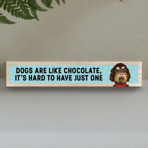 P6260 - Labradoodle Like Chocolate Hard To Have One Katie Pearson Artworks Wooden Momento Block
