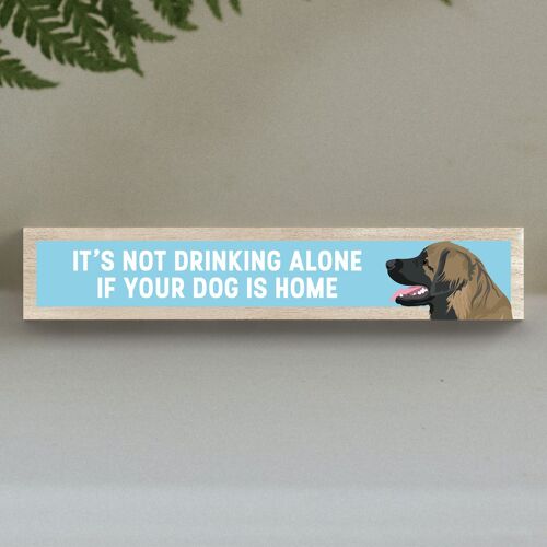 P6262 - Leonberger Not Drinking Alone Katie Pearson Artworks Wooden Momento Block