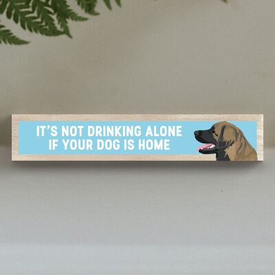 P6262 - Leonberger Not Drinking Alone Katie Pearson Artworks Momento Block in legno