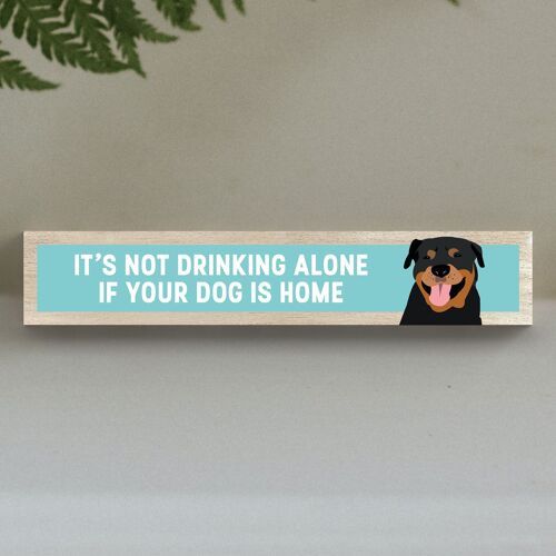 P6268 - Rottweiler Not Drinking Alone Katie Pearson Artworks Wooden Momento Block