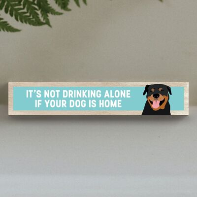 P6268 - Rottweiler Not Drinking Alone Katie Pearson Artworks Wooden Momento Block