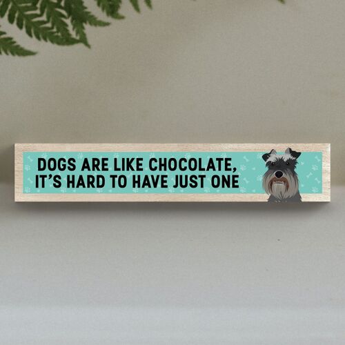 P6269 - Schnauzer Like Chocolate Hard To Have One Katie Pearson Artworks Wooden Momento Block