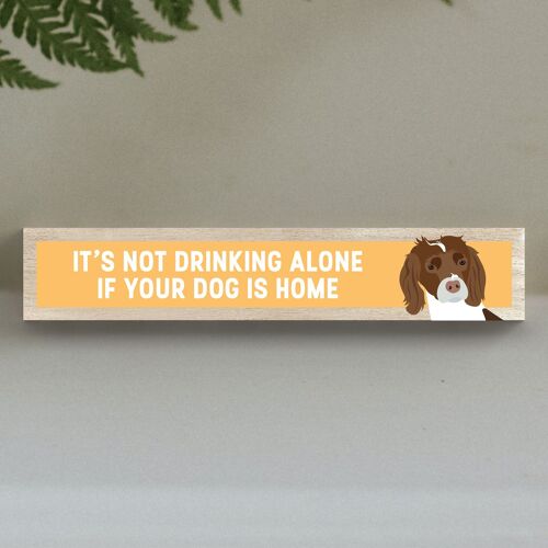 P6274 - Spaniel Not Drinking Alone Katie Pearson Artworks Wooden Momento Block