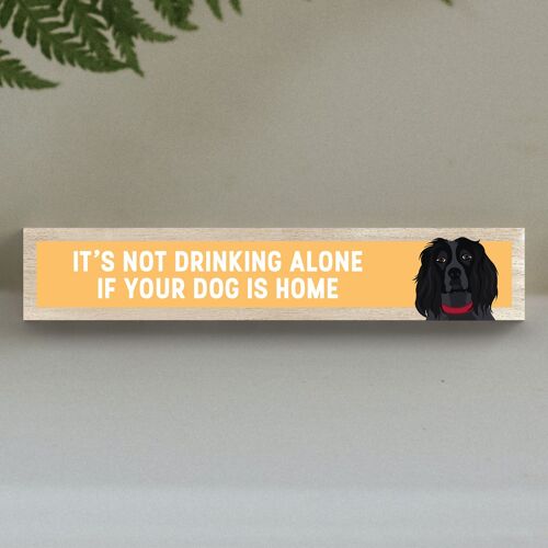 P6277 - Spaniel Not Drinking Alone Katie Pearson Artworks Wooden Momento Block