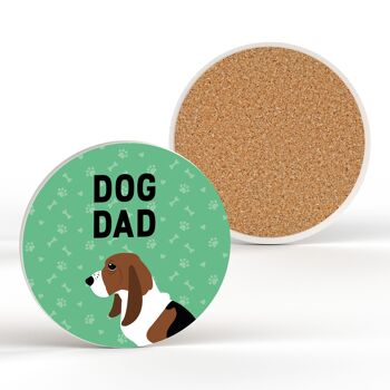 P6289 - Bassett Hound Dog Dad Kate Pearson Illustration Céramique Circle Coaster Dog Themed Gift 2