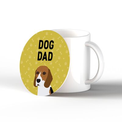 P6292 - Beagle Dog Dad Kate Pearson Illustration Ceramic Circle Coaster Dog Themed Gift