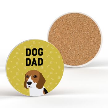P6292 - Beagle Dog Dad Kate Pearson Illustration Céramique Circle Coaster Dog Themed Gift 2