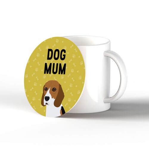 P6293 - Beagle Dog Mum Kate Pearson Illustration Ceramic Circle Coaster Dog Themed Gift
