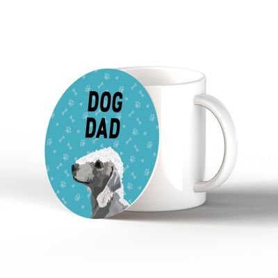 P6298 - Bedlington Terrier Dog Dad Kate Pearson Illustration Ceramic Circle Coaster Dog Theme Gift